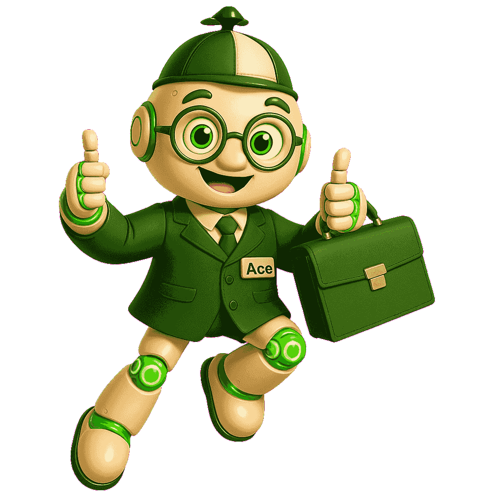 Ace mascot giving thumbs up