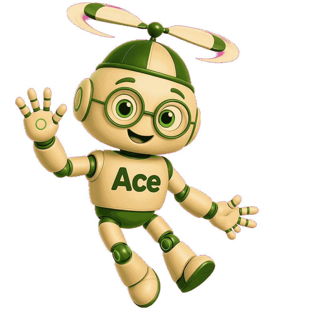 Ace mascot working on your business around the clock